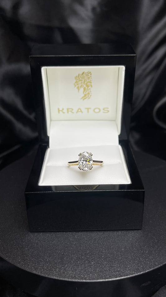 A. Compromiso Oval 2.01 Tulip, 18rd .10ct diamantes naturales en puente 14k YG
