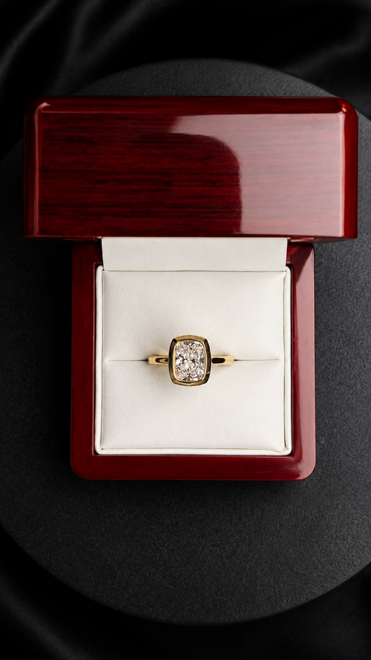 Anillo Compromiso Cushion Alargado 2.05ct, bezel