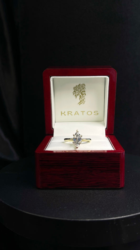 Anillo Solitario Marquise 1.23ct petal basket, 10k