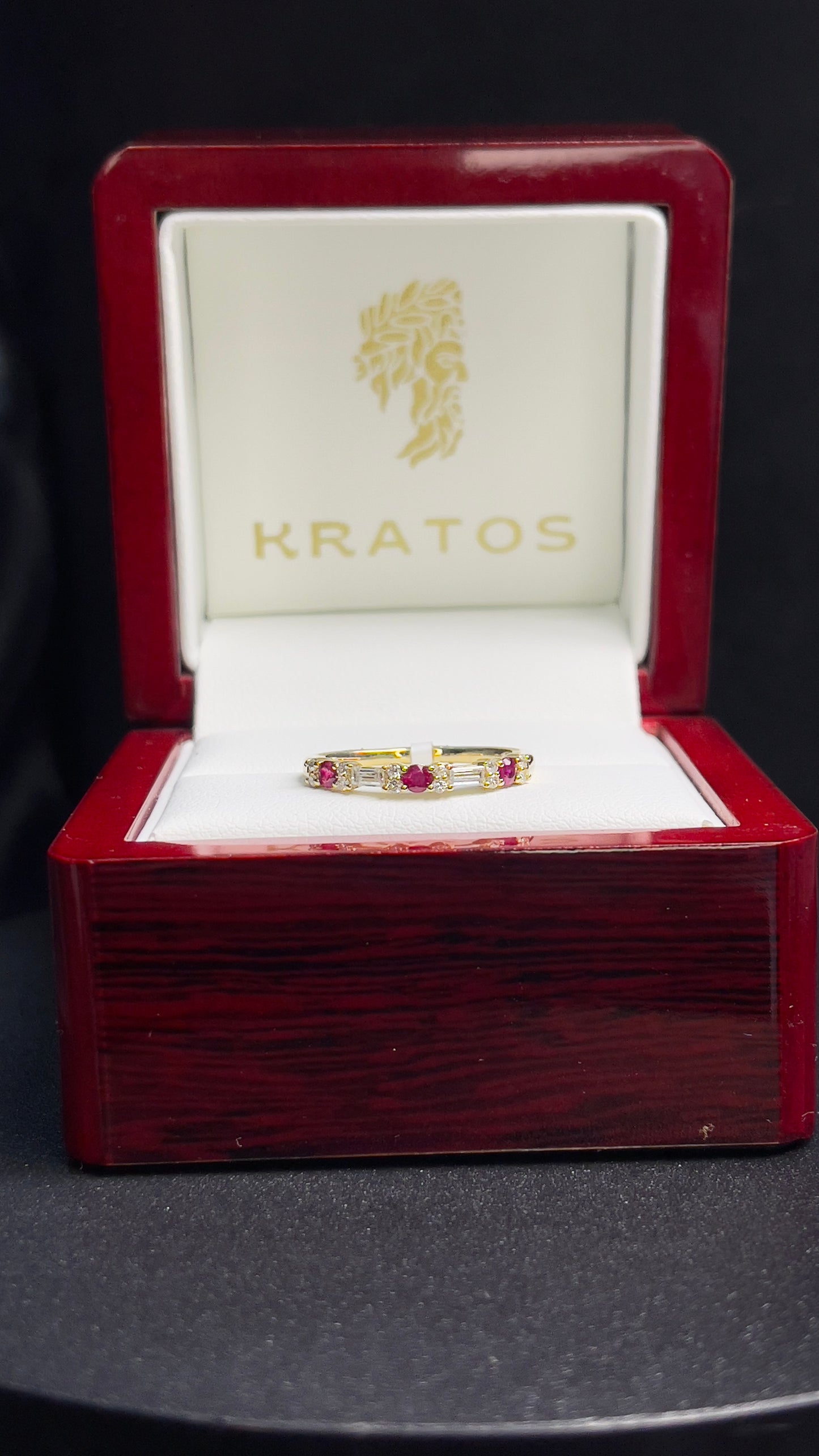 Churumbela Ruby .18ct, 12 rd 0.08ct , 2 Bg 0.11 ct, 14k