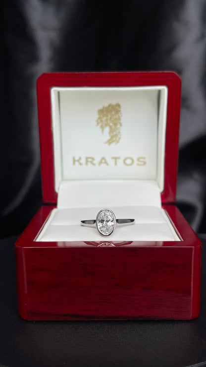 A. Compromiso Oval Bicelado .97ct 14K WG