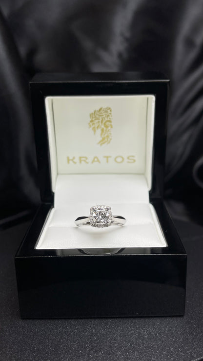 Anillo Compromiso Cushion Cuadrado 1.01, 20rd .10ct 14 WG