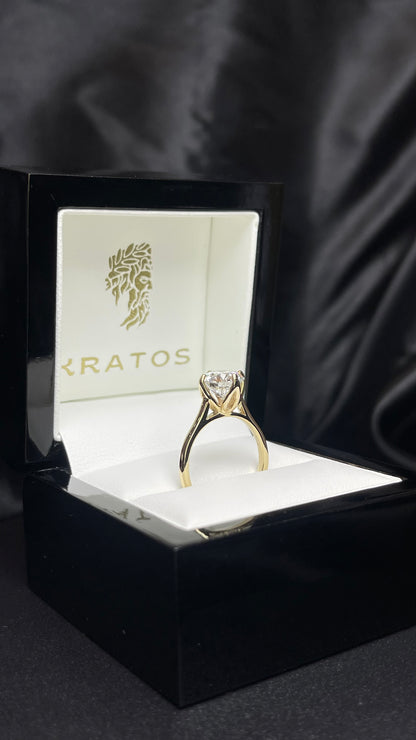 Anillo Compromiso Redondo 2.51ct tulip, 14k YG