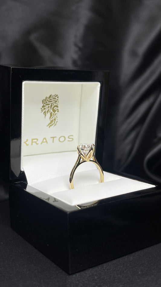 Anillo Compromiso Redondo 2.51ct tulip, 14k YG