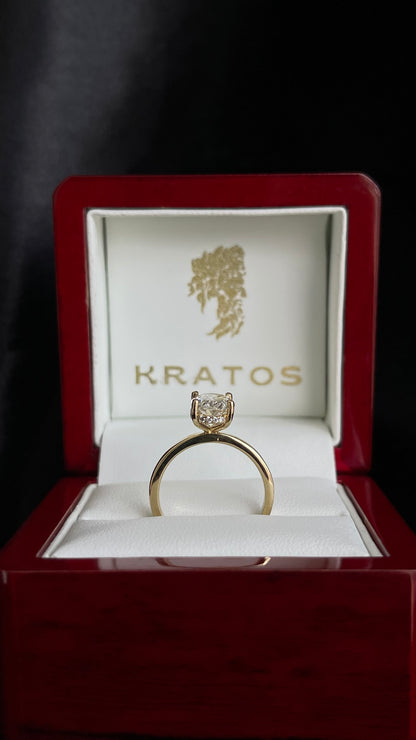 Anillo Compromiso Oval 2.02ct Hidden Halo 18rd .10ct 14k YG