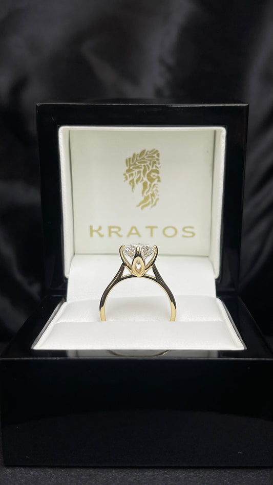Anillo Compromiso Redondo 2.51ct tulip, 14k YG