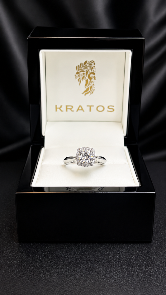 Anillo Compromiso Cushion Cuadrado 1.01, 20rd .10ct 14 WG