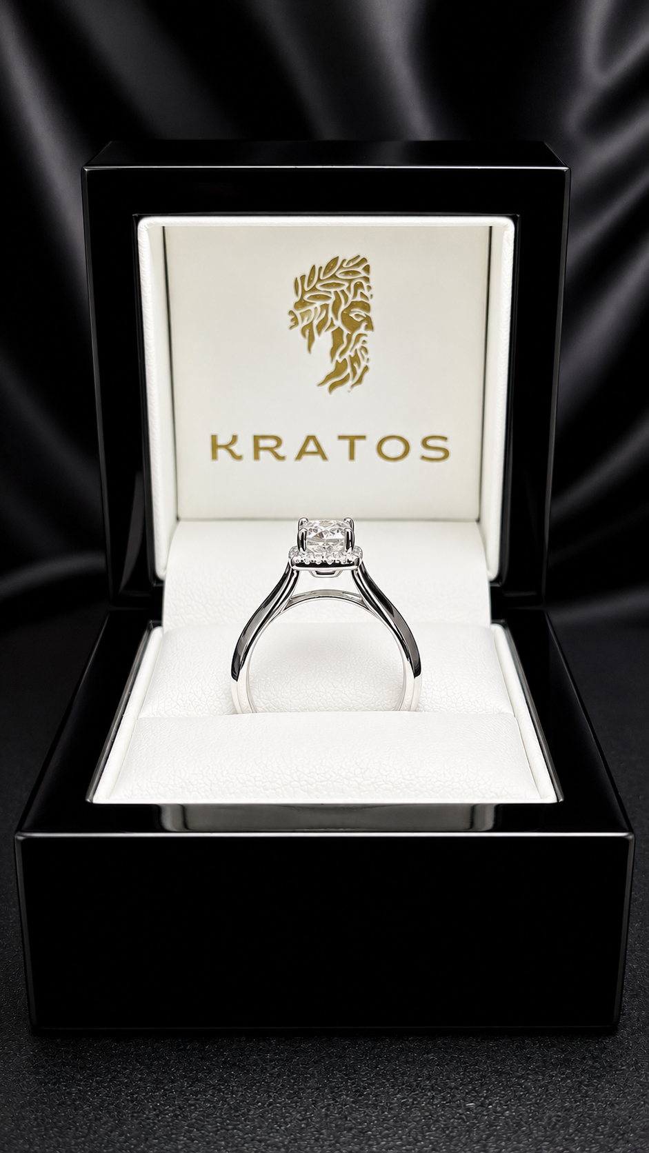 Anillo Compromiso Cushion Cuadrado 1.01, 20rd .10ct 14 WG