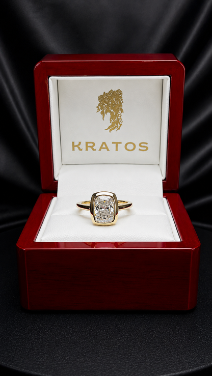 Anillo Compromiso Cushion Alargado 2.05ct, bezel