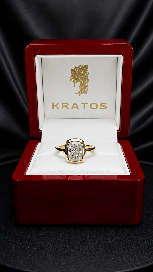 Anillo Compromiso Cushion Alargado 2.05ct, bezel