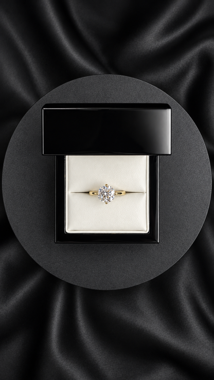 Anillo Compromiso Redondo 2.51ct tulip, 14k YG