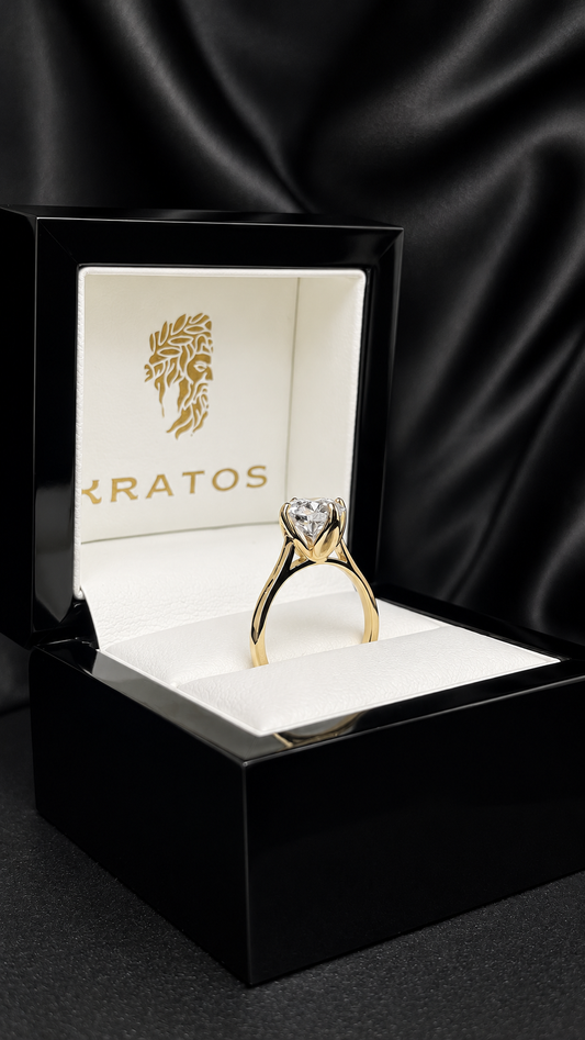 Anillo Compromiso Redondo 2.51ct tulip, 14k YG