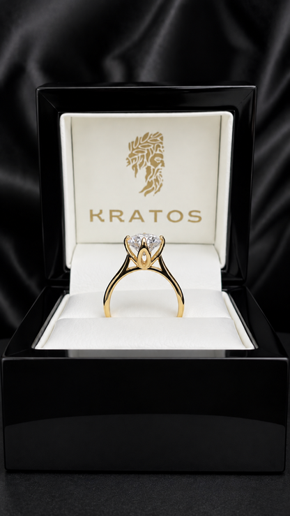 Anillo Compromiso Redondo 2.51ct tulip, 14k YG