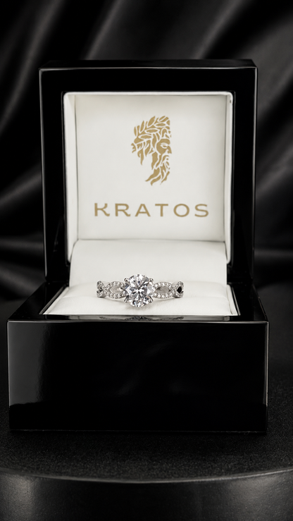Anillo Compromiso Trenzado con Zirconias Doble