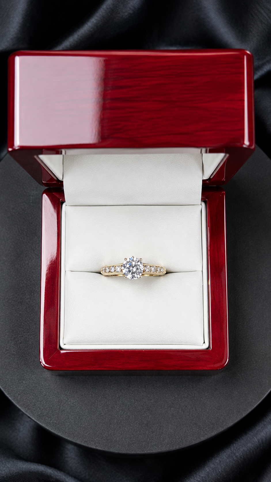 Anillo Compromiso con Zirconia Central y Laterales en Canal